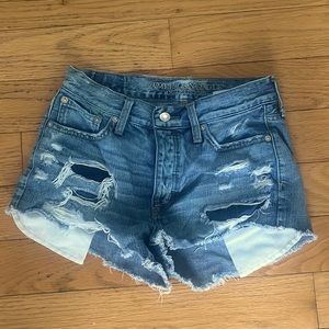 Distressed jean shorts